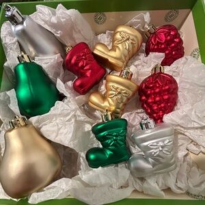 Festive Holiday Ornament Set - Red, Green, Gold, Silver